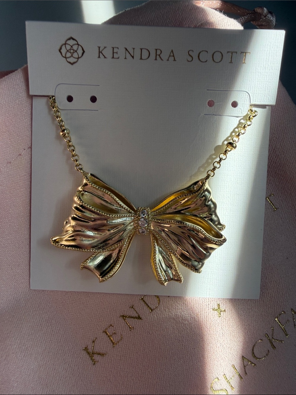 Kendra Scott LoveShackFancy Gold Bow Pendant Necklace